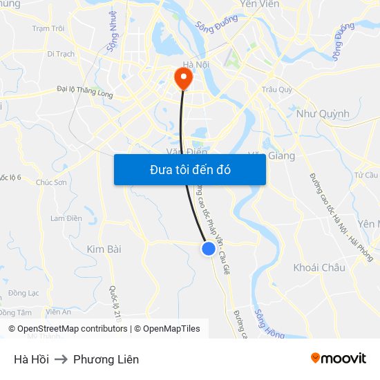 Hà Hồi to Phương Liên map