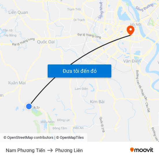 Nam Phương Tiến to Phương Liên map