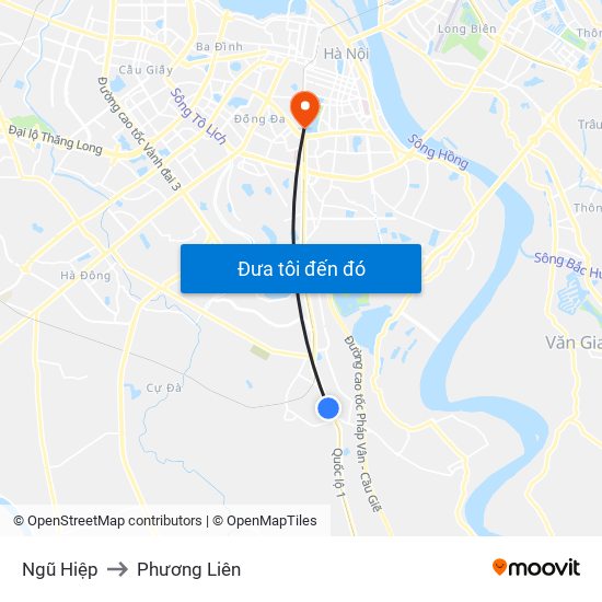 Ngũ Hiệp to Phương Liên map