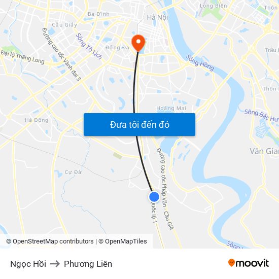 Ngọc Hồi to Phương Liên map