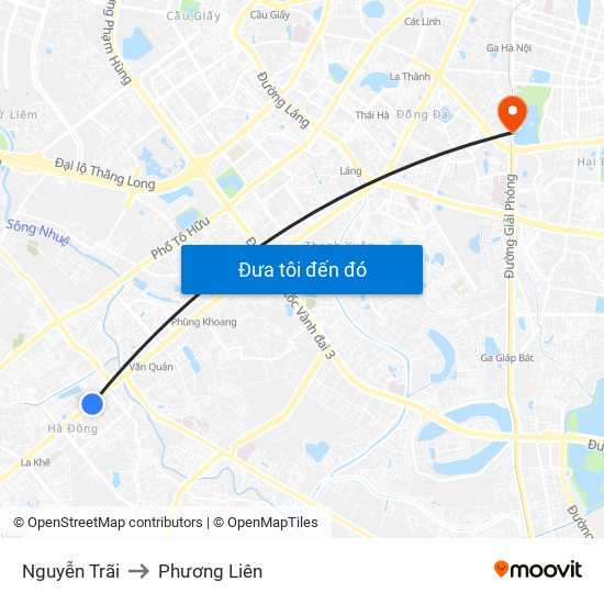 Nguyễn Trãi to Phương Liên map