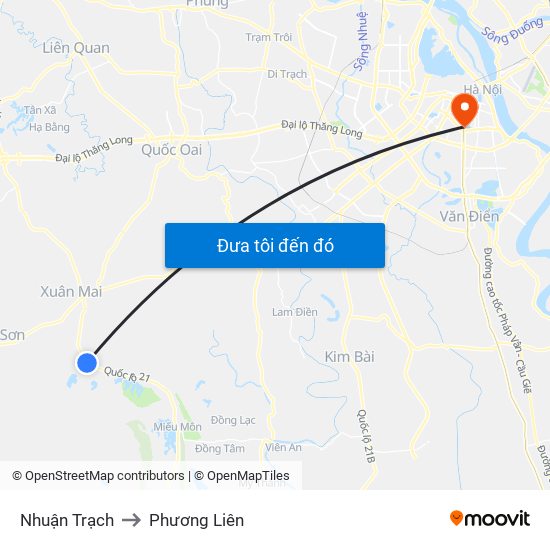 Nhuận Trạch to Phương Liên map