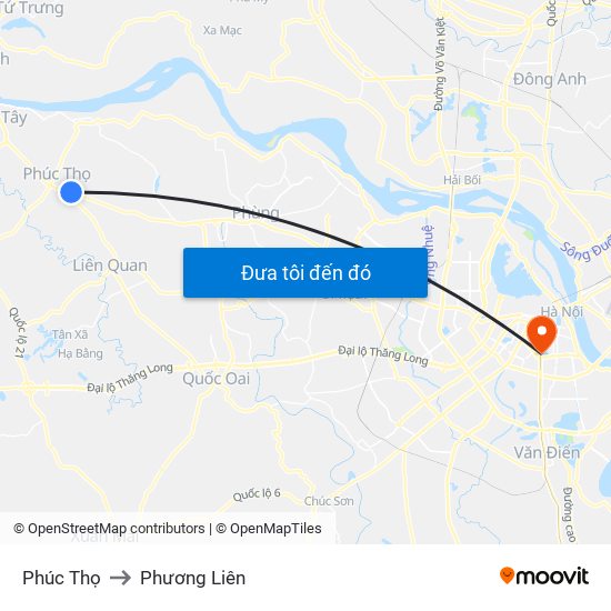 Phúc Thọ to Phương Liên map