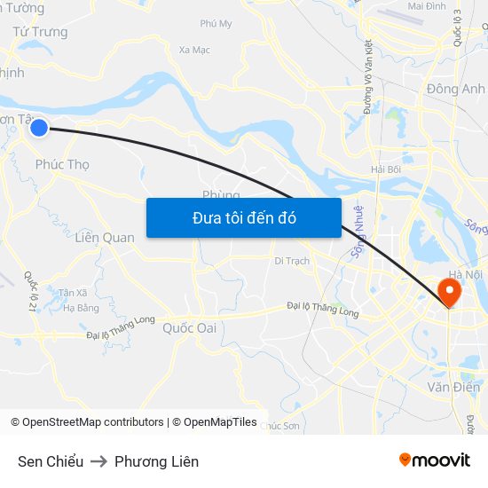 Sen Chiểu to Phương Liên map