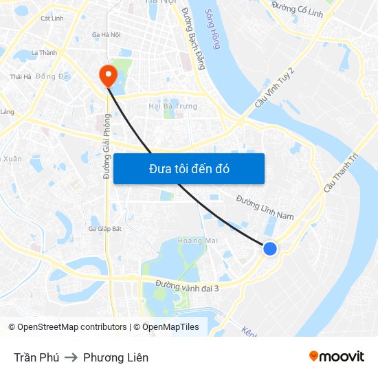 Trần Phú to Phương Liên map