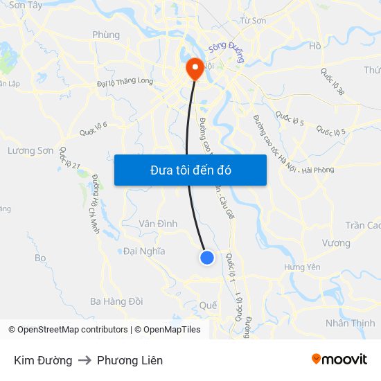 Kim Đường to Phương Liên map