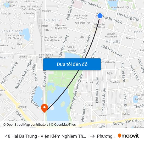 48 Hai Bà Trưng - Viện Kiểm Nghiệm Thuốc Trung Ương to Phương Liên map