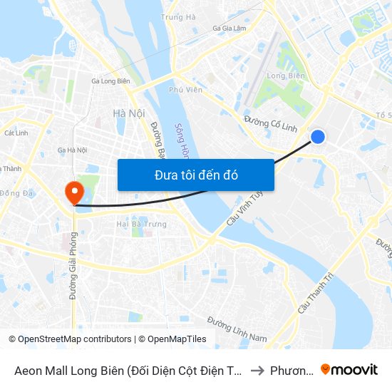 Aeon Mall Long Biên (Đối Diện Cột Điện T4a/2a-B Đường Cổ Linh) to Phương Liên map