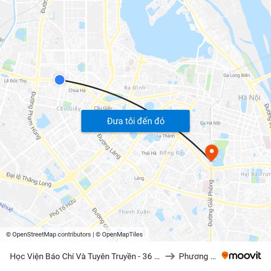 Học Viện Báo Chí Và Tuyên Truyền - 36 Xuân Thủy to Phương Liên map