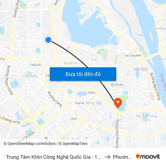 Trung Tâm Khtn Công Nghệ Quốc Gia - 18 Hoàng Quốc Việt to Phương Liên map