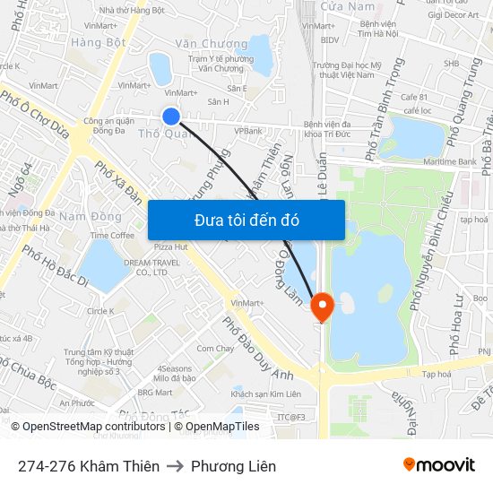 274-276 Khâm Thiên to Phương Liên map