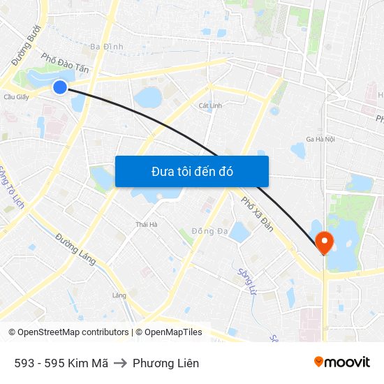 593 - 595 Kim Mã to Phương Liên map