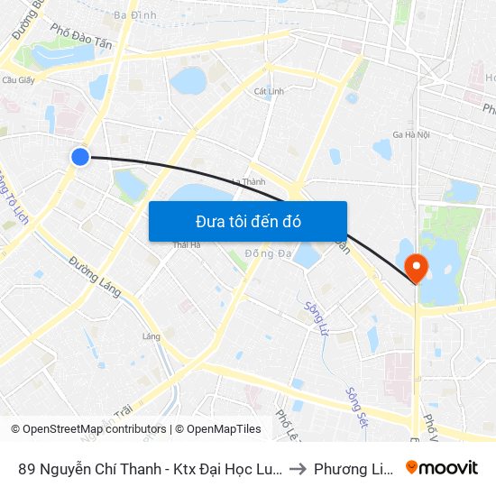 89 Nguyễn Chí Thanh - Ktx Đại Học Luật to Phương Liên map