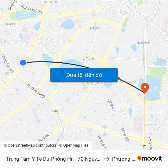 Trung Tâm Y Tế Dự Phòng Hn - 70 Nguyễn Chí Thanh to Phương Liên map