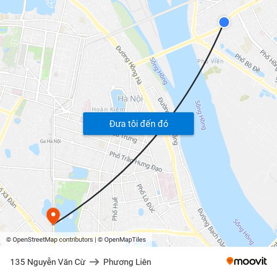 135 Nguyễn Văn Cừ to Phương Liên map