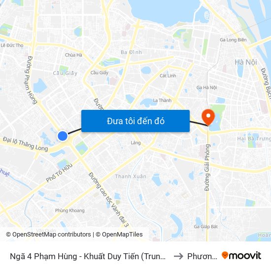 Ngã 4 Phạm Hùng - Khuất Duy Tiến (Trung Tâm Hội Nghị Quốc Gia) to Phương Liên map