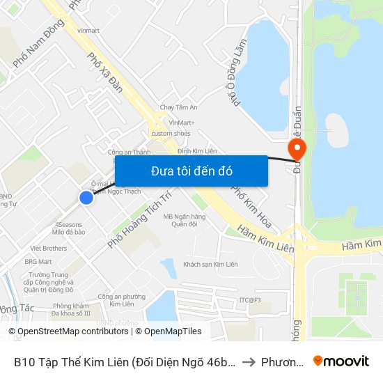 B10 Tập Thể Kim Liên (Đối Diện Ngõ 46b Phạm Ngọc Thạch) to Phương Liên map