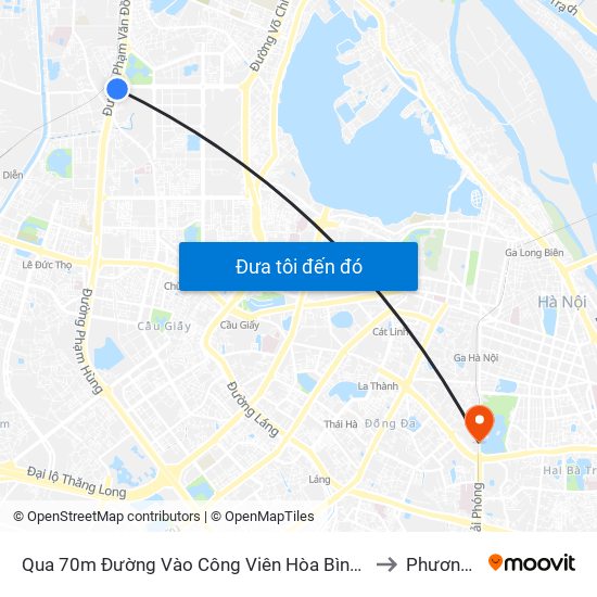 Qua 70m Đường Vào Công Viên Hòa Bình - Phạm Văn Đồng to Phương Liên map