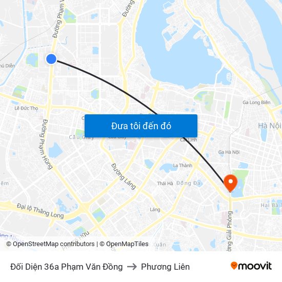 Đối Diện 36a Phạm Văn Đồng to Phương Liên map