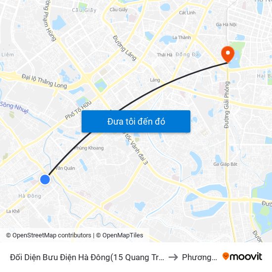 Đối Diện Bưu Điện Hà Đông(15 Quang Trung Hà Đông) to Phương Liên map