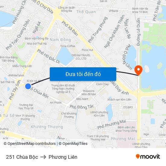 251 Chùa Bộc to Phương Liên map