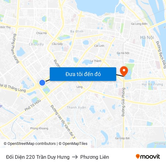 Đối Diện 220 Trần Duy Hưng to Phương Liên map