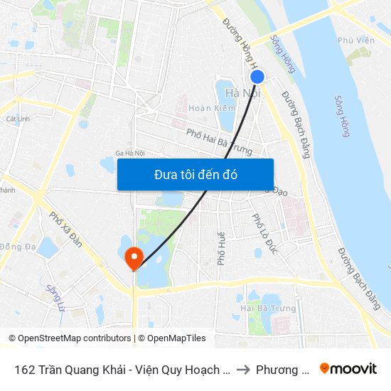 162 Trần Quang Khải - Viện Quy Hoạch Thủy Lợi to Phương Liên map