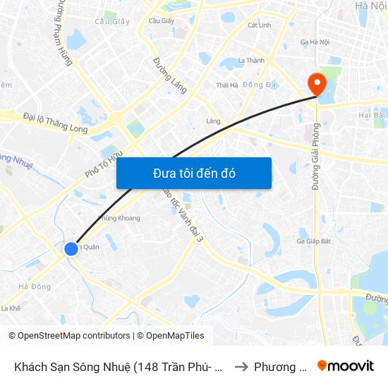 Khách Sạn Sông Nhuệ (148 Trần Phú- Hà Đông) to Phương Liên map