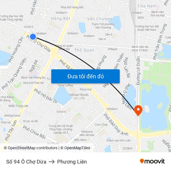 Số 94 Ô Chợ Dừa to Phương Liên map