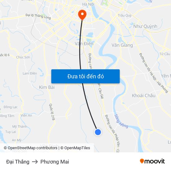 Đại Thắng to Phương Mai map