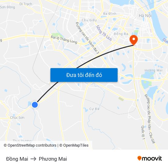 Đồng Mai to Phương Mai map