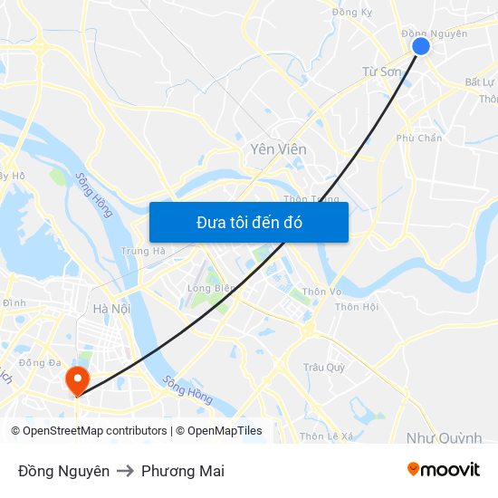 Đồng Nguyên to Phương Mai map