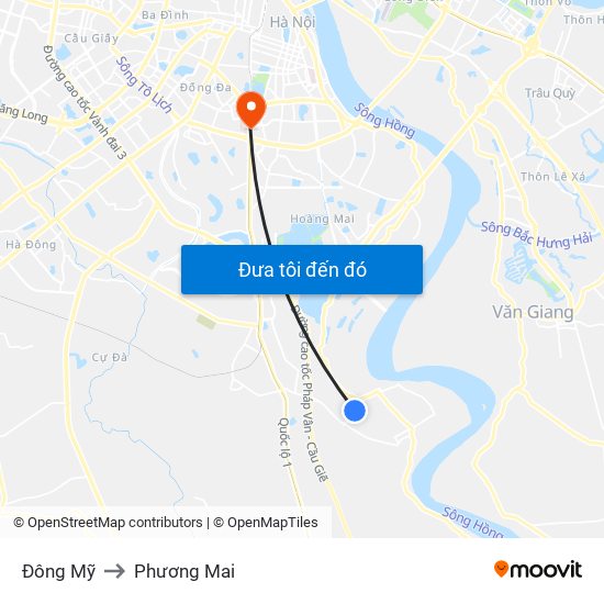 Đông Mỹ to Phương Mai map