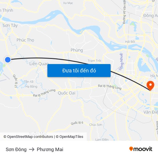 Sơn Đông to Phương Mai map