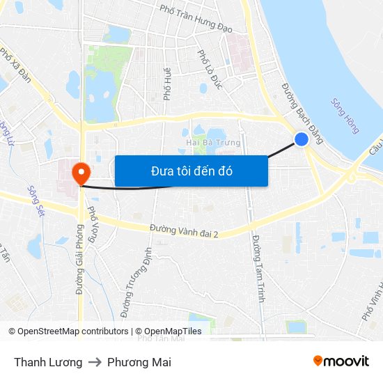 Thanh Lương to Phương Mai map
