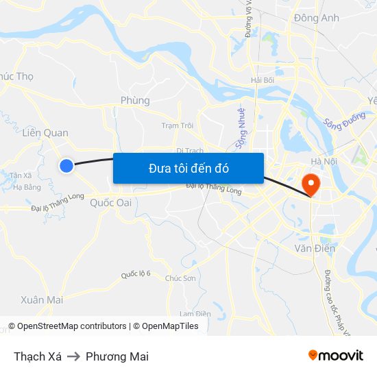 Thạch Xá to Phương Mai map