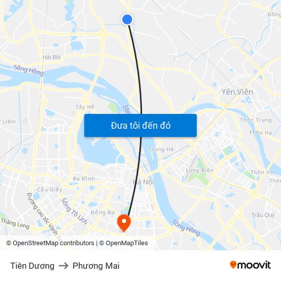 Tiên Dương to Phương Mai map