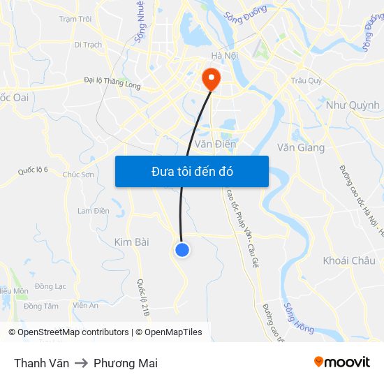 Thanh Văn to Phương Mai map