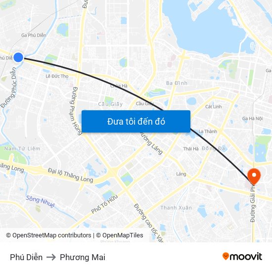 Phú Diễn to Phương Mai map