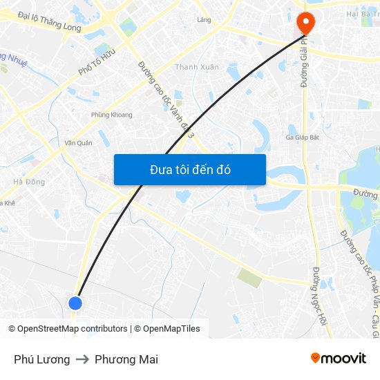 Phú Lương to Phương Mai map