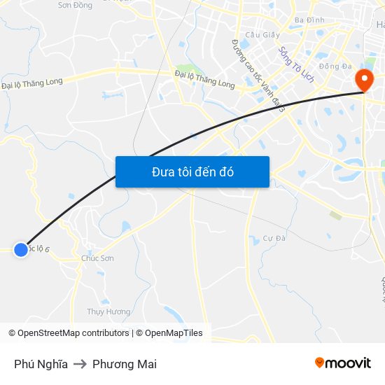 Phú Nghĩa to Phương Mai map