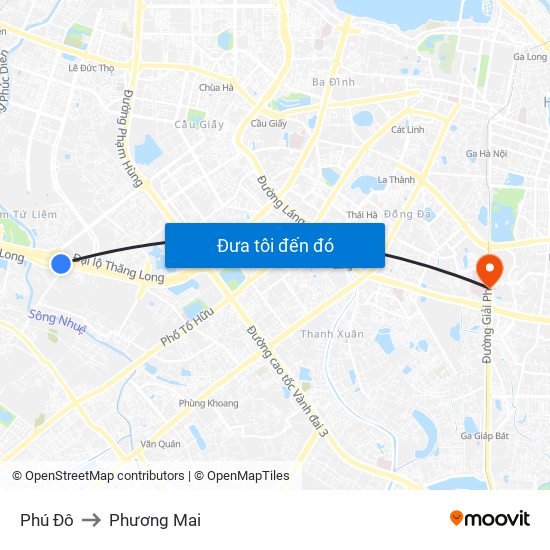 Phú Đô to Phương Mai map