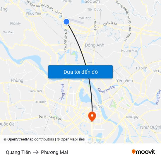 Quang Tiến to Phương Mai map