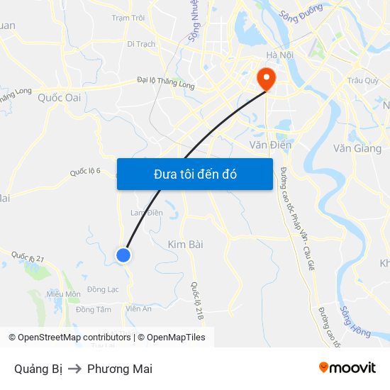 Quảng Bị to Phương Mai map