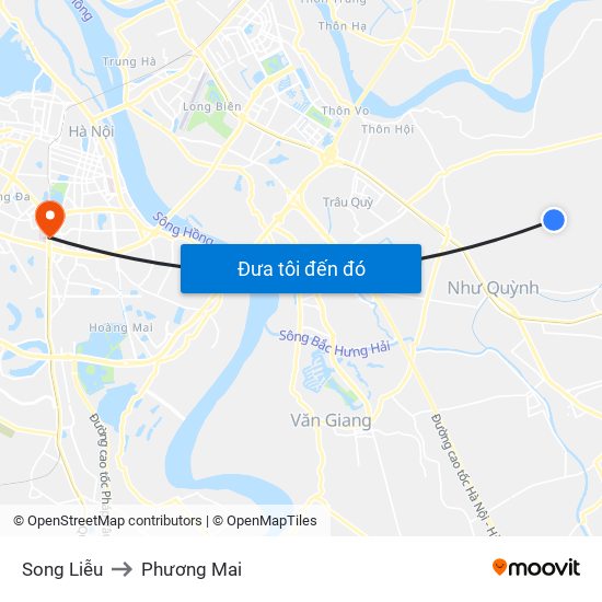 Song Liễu to Phương Mai map