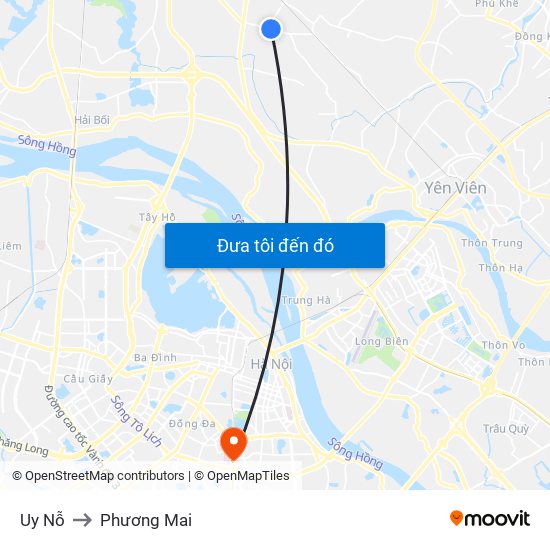 Uy Nỗ to Phương Mai map