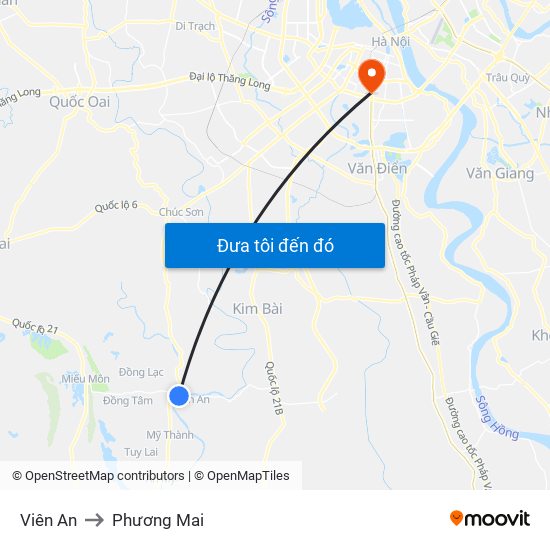 Viên An to Phương Mai map