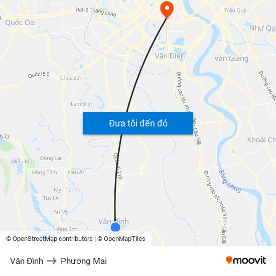 Vân Đình to Phương Mai map