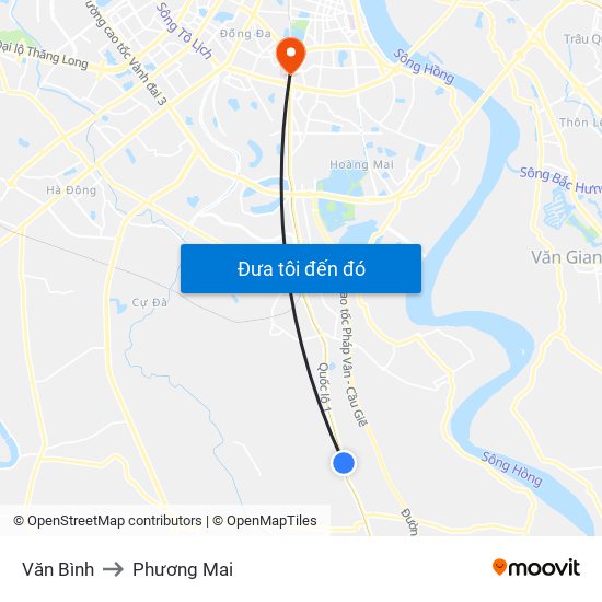 Văn Bình to Phương Mai map