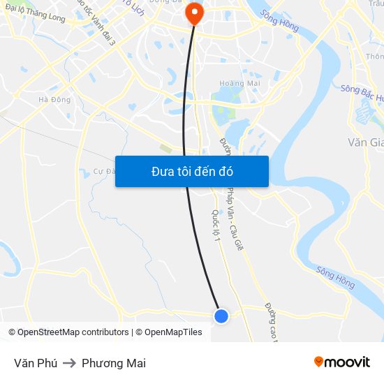 Văn Phú to Phương Mai map